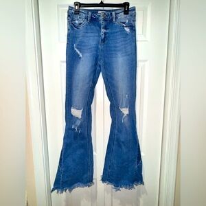 Altar’d State High Rise, distressed, super Flare Jeans size 28. GUC